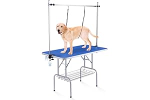 Unovivy Dog/Pet Grooming Table Foldable Height Adjustable - 36-inch Portable Dog Grooming Table with Arm Noose & Mesh Tray, Maximum Capacity Up to 300lbs (Blue)