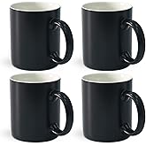 Momugs 12 oz Cup (4pcs), Black Ceramic Coffee Mug for Milk Tea, Set of 4