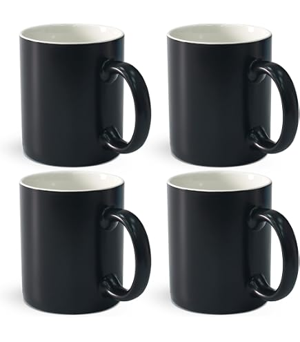 Amazon.com: BYCNZB 12oz coffee mug set of 6 Coffee Mugs for Coffee, Tea,  Cocoa, Milkblack : Home & Kitchen