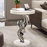 Tqertrtfxa Round Side Table,Top Small End Sofa Coffee,Metal Abstract Pedestal Base,Accent,Drink,Great for Living Room,Large Floor-Standing Decorative piece for Living Room,Next to TV Cabinet(Gray)