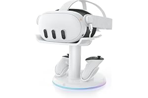 AMVR RGB Charging Dock Compatible with Meta Quest 3/Quest 3S Accessories, 30W Fast Charging Station with USB-C Power Hub, 2 R