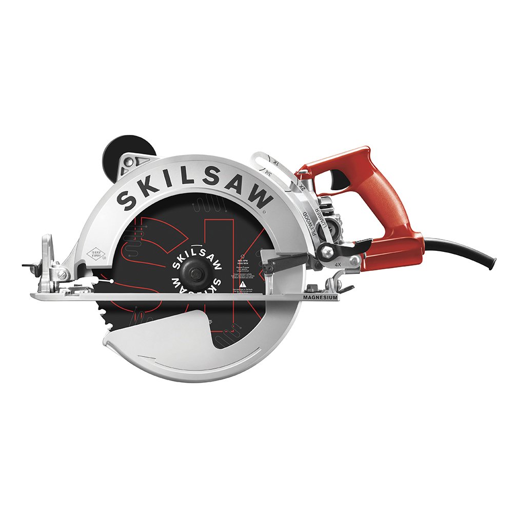 SKILSAW SPT70WM-01 Sierra circular de tornillo sin fin SAWSQUATCH de magnesio de 15 amperios y 10-1/4 pulgadas, plateada