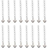 Craftdady 100Pcs Stainless Steel Chain Extenders Necklace Bracelet Chain Extension Tails with Blank Heart Charms 1.97-2.36 Inch for Anklet Jewelry Making