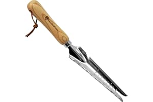 RainboWiner Hand Weeder Puller, Dandelion Root Removal Tool - New Garden Trowel for Digging, Transplanting... Real Hard Wooden Handle and Stainless Head