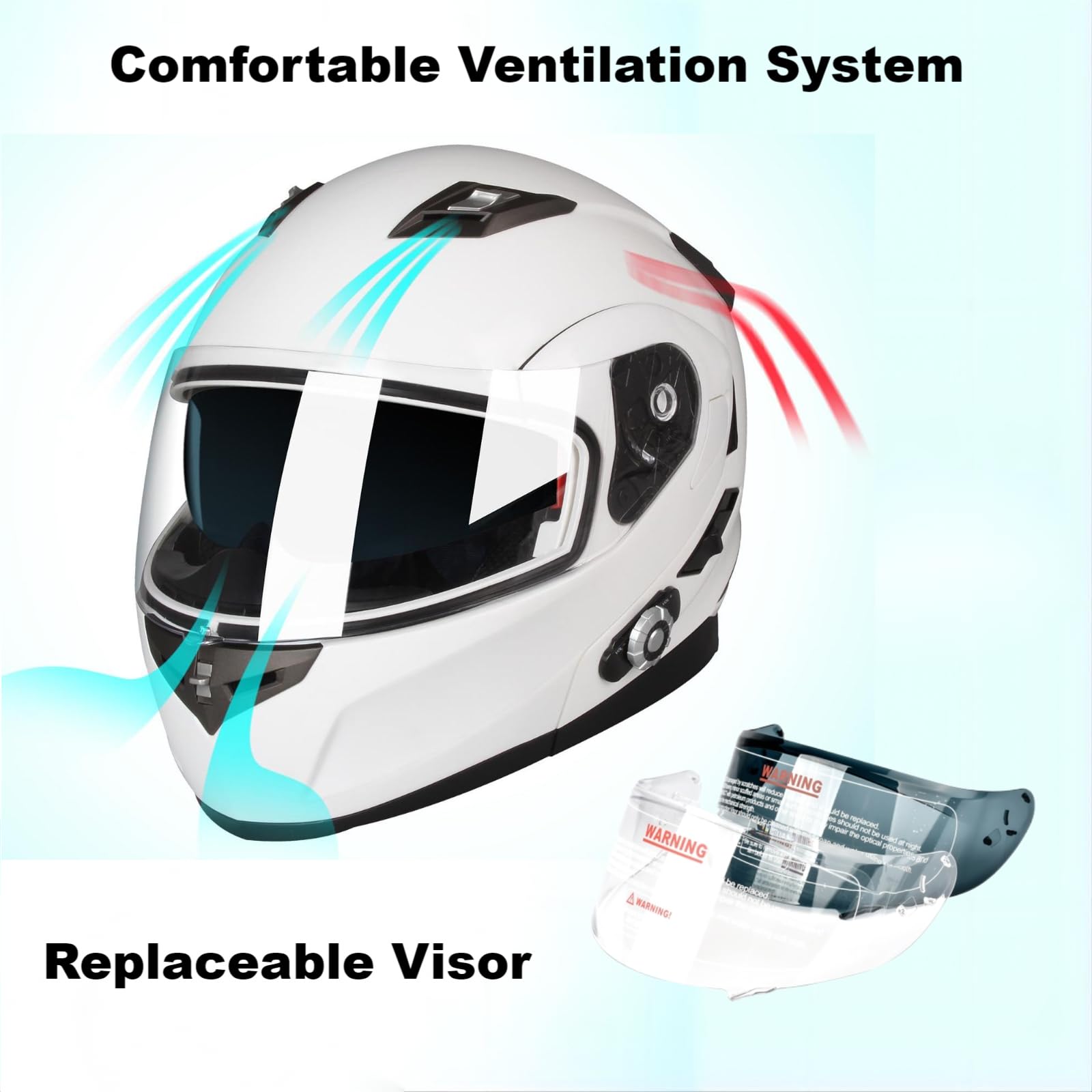Motorcycle Bluetooth Helmet FreedConn BM2-S Flip Up Modular Bluetooth Motorcycle Helmet Voice Dial Hands-free Call 500M 2-3 Riders MP3 FM DOT Motorcycle Helmet with Bluetooth 3.0 ( X-Large, White)