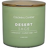 Colonial Candle Desert Sage Scented Jar Candle, Pop of Color Collection, 3 Wick, 14.5 oz - Up to 60 Hours Burn