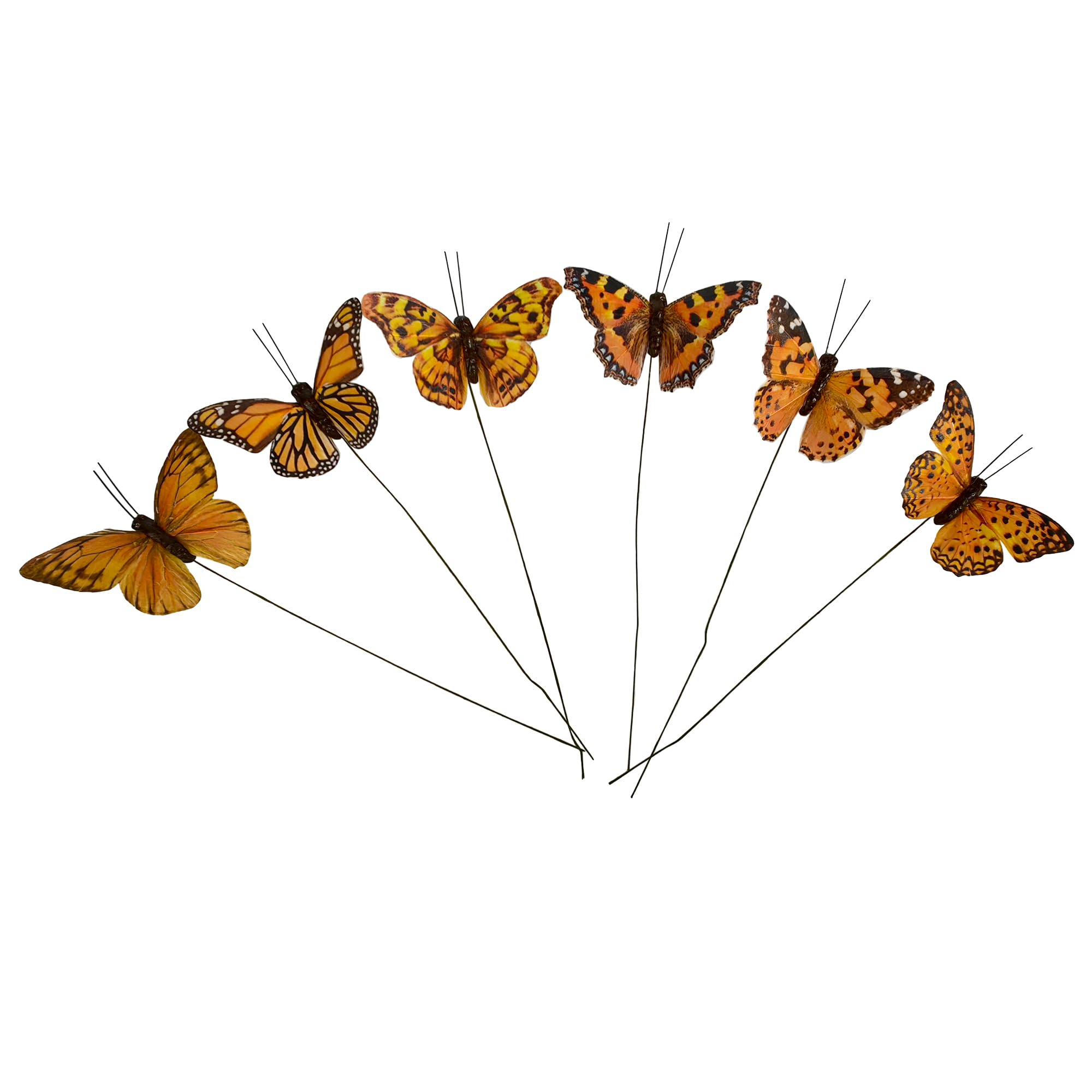 YCHTEWY-Artificial Feather 3D Butterfly Party Decorations Set of 12 with Wire 6 Color Ornaments for Christmas Tree