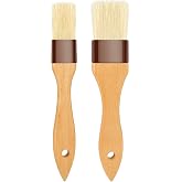 Pastry Brush-Basting Brush for Cooking,2 Pc Boar Bristles Food Brush for BBQ,Beech Wooden Handle Butter Brush for Baking/Spre
