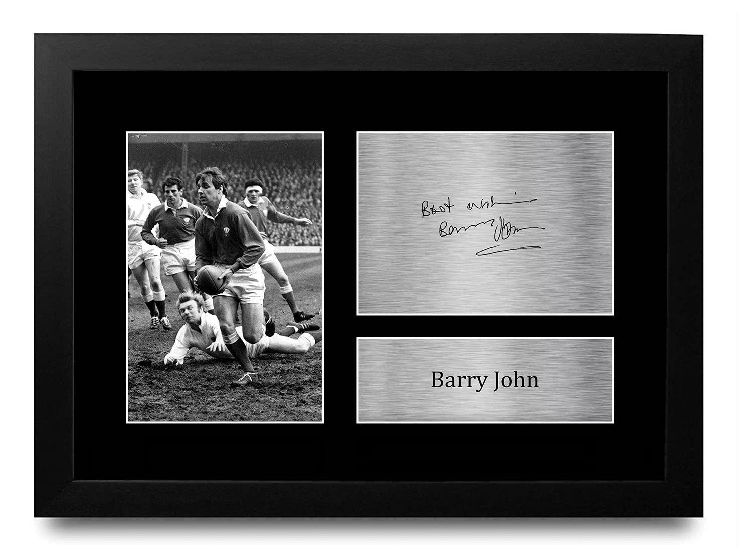 HWC Trading FR A4 Barry John Wales Gifts Printed Signed Autograph Picture for Rugby Union Fans - A4 Framed