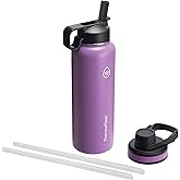 ThermoFlask 40 oz Double Wall Vacuum Insulated Stainless Steel Water Bottle - Reusable with Leakproof Chug & Straw Lids - Keeps Drinks Cold 24 hr/Hot 12 hr - Easy Maintenance - Gym/On-the-Go, Plum