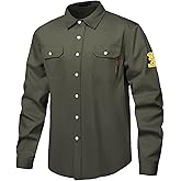 DPSAFETY FR Shirts for Men 7oz Hi Vis Fire Resistant Shirts CAT2 Welding Shirt 100% Cotton Flame Resistant Shirt Dark Green(Large)