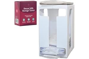 Nurse & Nourish Breast Milk Storage Tower & Freezer Organizer Bin - Space-Saving Rack for Breast Milk Storage Bags - Flat-Freeze Tray for Freezer Bins - First-In, First-Out for Baby Essentials - White