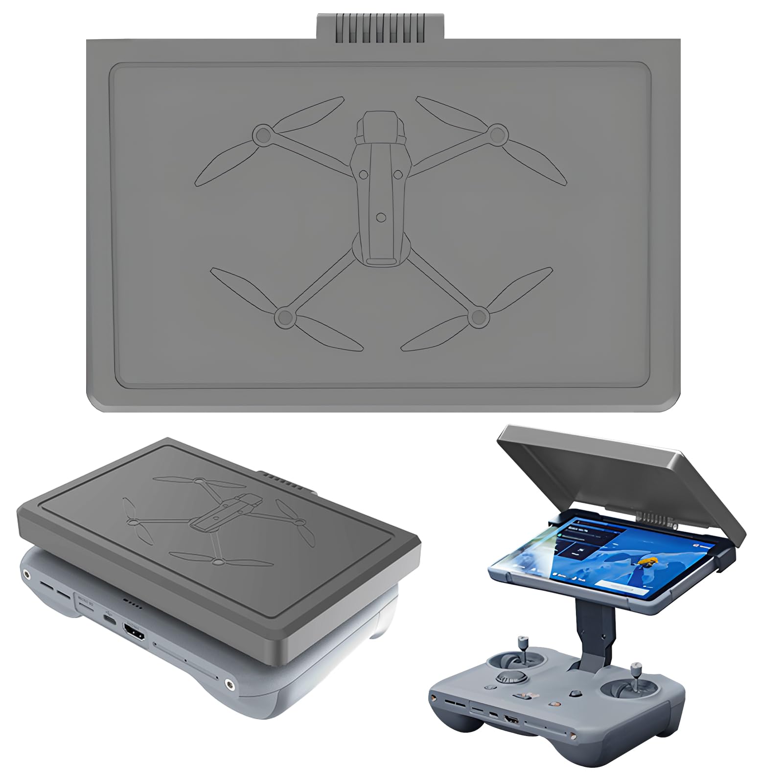 Craznick RC Pro 2 Controller Sun Hood - Screen Protector Sunshade Cover Adjustable Angle for DJI Mavic 4 Pro/Mini 4 Pro/Air 3/Air 3S Drone Remote Control Accessories Gray