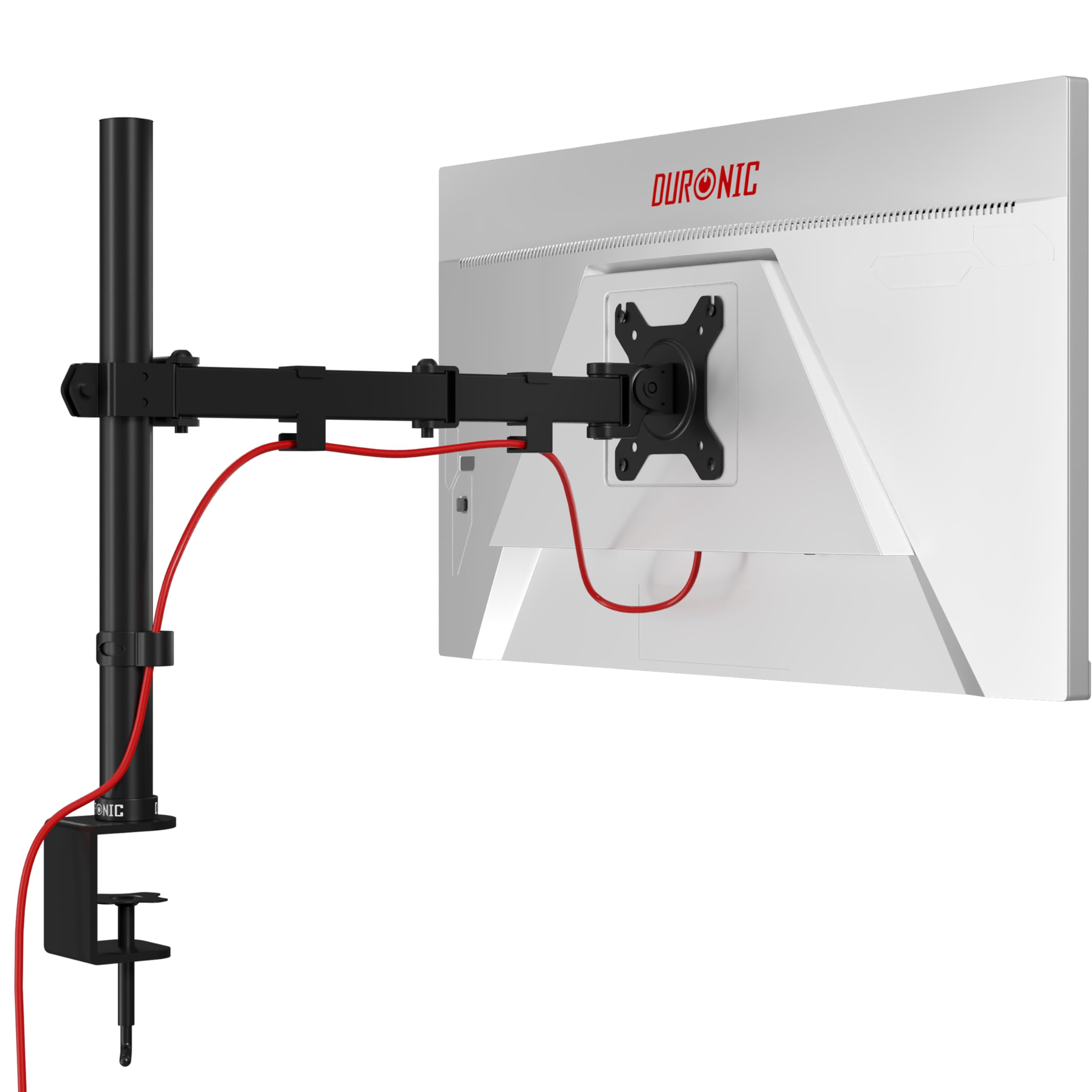 Duronic Single Monitor Arm DM151X3 Height Adjustable Monitors Stand Riser Clamp for 13”-32” PC screens Monitors Desk Mounts with VESA 75/100 Monitor Mount with 8kg capacity