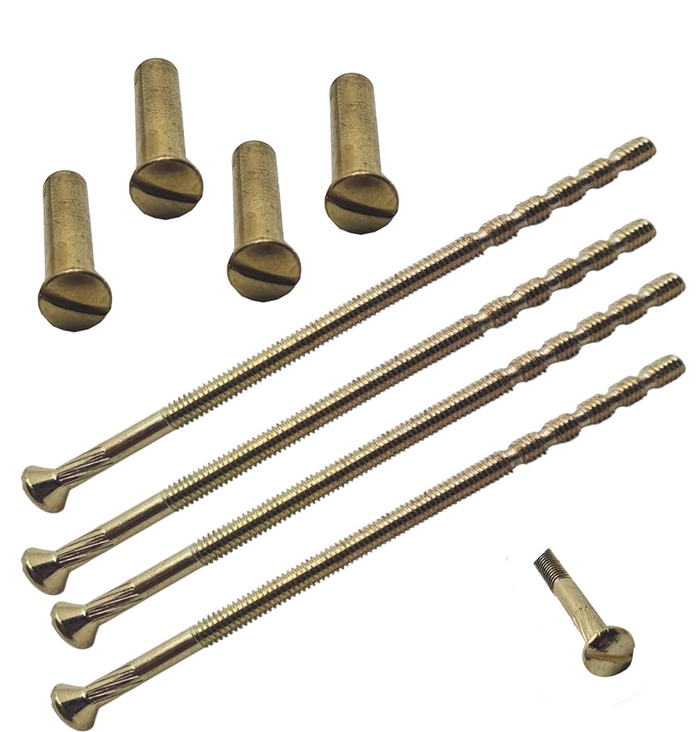 M4 x 90mm Slotted Door Handle Screws BRASS with Bolt Connecting Sleeve Male to Female for Door Handle, Knobs Escutcheons and Others (Pack of 4) โ image 1