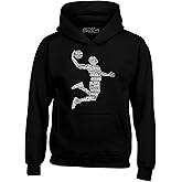 shop4ever Basketball Player Dunk Silhouette Word Cloud Hoodie Sweatshirts