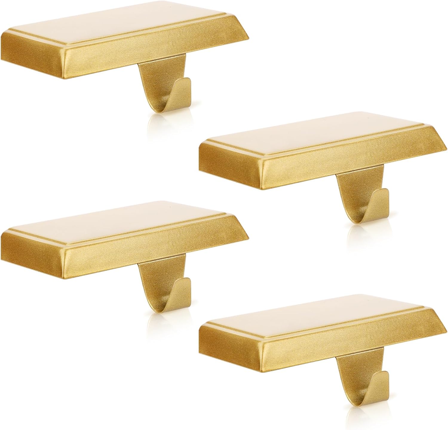 Ornament Hooks - PEUTIER 4pcs Christmas Stocking Holder, Christmas Stocking Hooks Mantel Stocking Holder Christmas Stocking Hangers for Mantel Counter Window Home Table (Gold)
