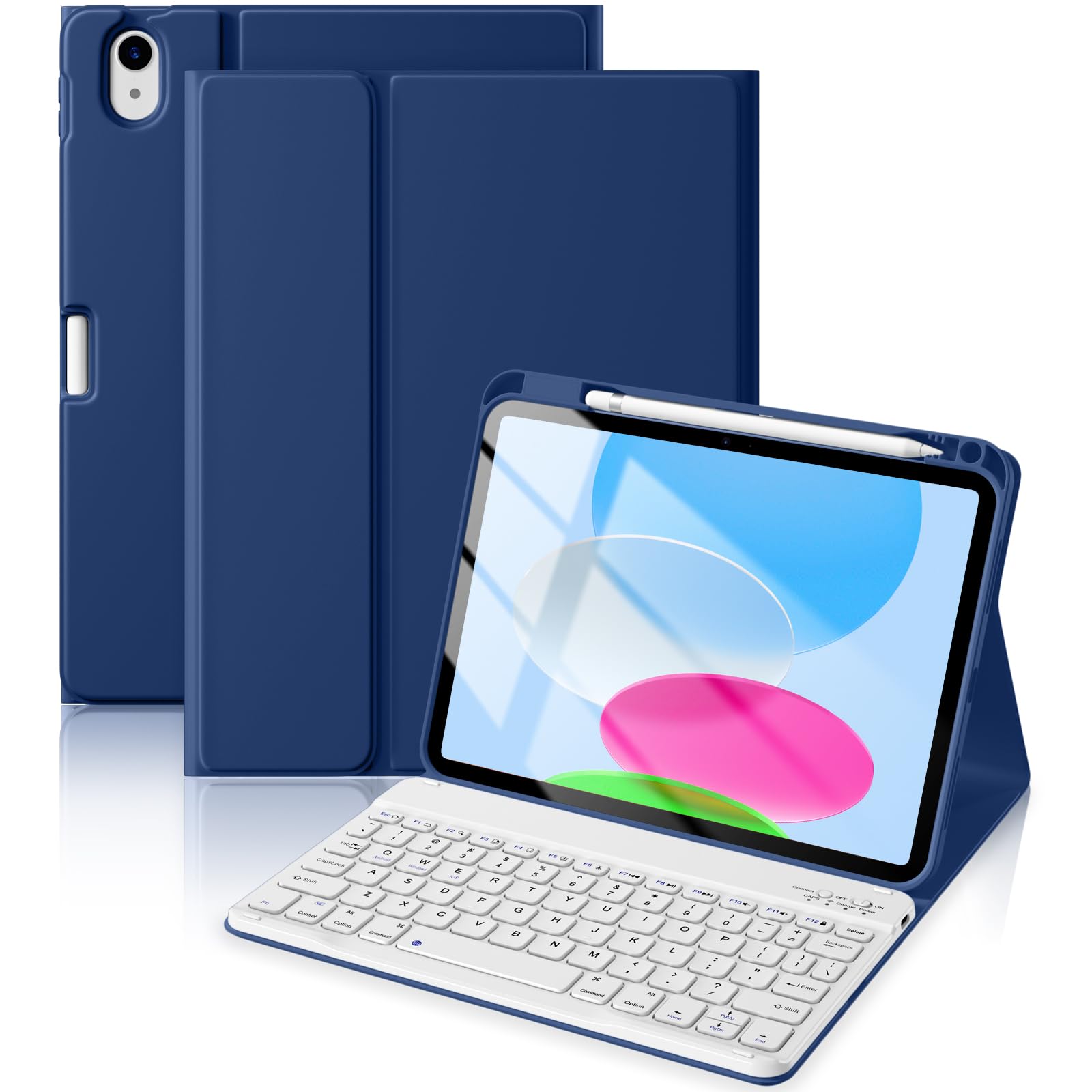 Photo 1 of Beydoa for iPad 10th Generation Case with Keyboard 10.9 Inch 2022/iPad (A16) 11th Gen 11 Inch 2025 - Magnetic Detachable Keyboard, Stain Proof Cover, Smart Folio Case with Pencil Holder - Navy Blue