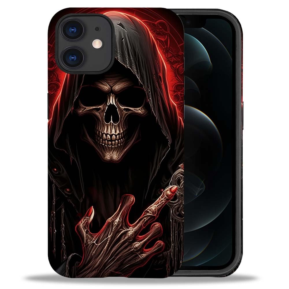 yicomon Compatible with iPhone 12/12 Pro Case, Cool Red Skull Pattern Print Phone Case Durable Fashion Funny Liquid Silicone Case Soft Anti-Scratch Shockproof Protective Cover