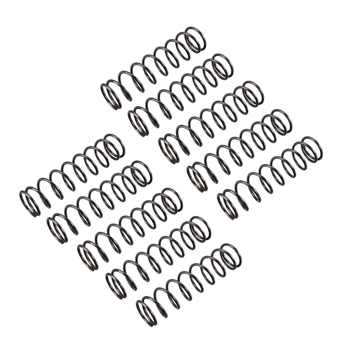 sourcingmap Compression Spring - 1.2mm Wire Dia , 14mm OD , 50mm Free Length Spring Steel Extension Spring,Black,10Pcs