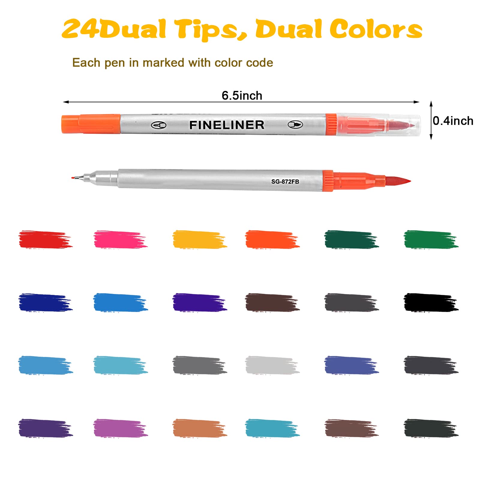 JFSJDF Dual Tip Marker Pens, 12 Colors, Fine & Brush Tips, Coloring, Drawing, Artistic Activities for Adults