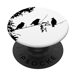 3 Cedar Waxwings in Black and White PopSockets