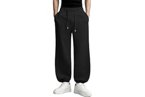 Susclude Mens Baggy Joggers Sweatpants, Wide Leg Bootcut Cotton Elastic Waist Drawstring Harem Pants, Workout Running Casual