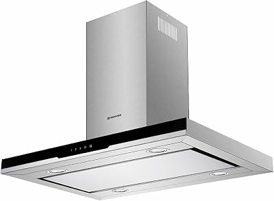 Hoover HDSVI985B Island Cooker Hood Stainless Steel Black Glass A Rated