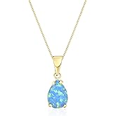 14K Gold Gemstone Pendant Necklace for Women - Solid Gold Necklace - Teardrop Necklace - Gold Pendant Necklace - Dainty Necklaces for Women - Everyday Necklaces for Women - Gesmtone Jewelry for Women