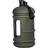 TOOFEEL 1 Gallon Water Bottle - 128 oz With Flip Lid, Measurements Marked, Leak Proof BPA Free Jug for Gym, Sports - Matte Black