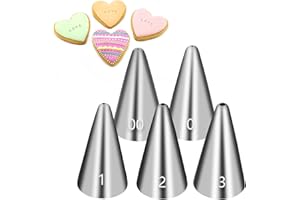 Suuker Extra-Fine Round Piping Tips Set, 5 Pieces Stainless Steel Small Icing Tips Cake Decorating Tip Piping Nozzles, Cake W