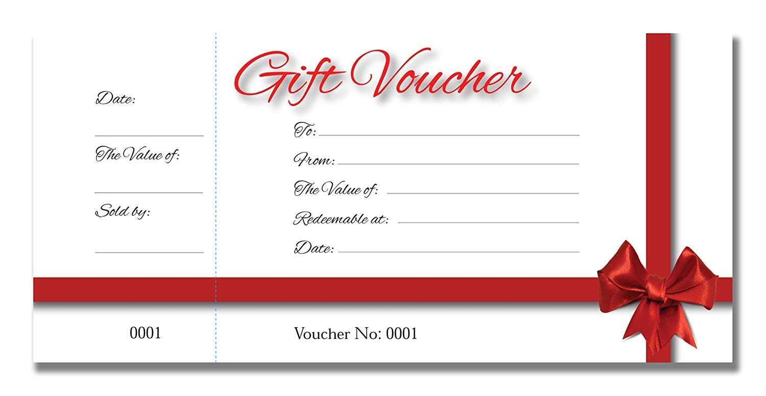 Cherry Printers Red Bow Gift Voucher Book with stub 50pages 200gsm 99mm x 210mm