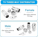 AXFEE 2-Way TV Aerial Splitter 1 Female to 2 Male Coax Shielded Zinc Alloy view 4