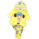 Yao Spring Autumn Winter Little Baby Girls Clothing Set Warm Velvet Hoodie and Pants