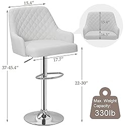 VECELO Adjustable Bar Stools Set of 2, Bar Height