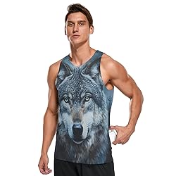 JHKKU Wolf Tank Tops for Men's Graphic Sleeveless