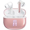 HUIFU Ear Buds Wireless Earbuds - Bluetooth Headphones 40H Playtime LED Display Deep Bass Stereo in-Ear Earphones with IPX7 Waterproof for iPhone Android Phone Tablet Laptop, Rose Gold