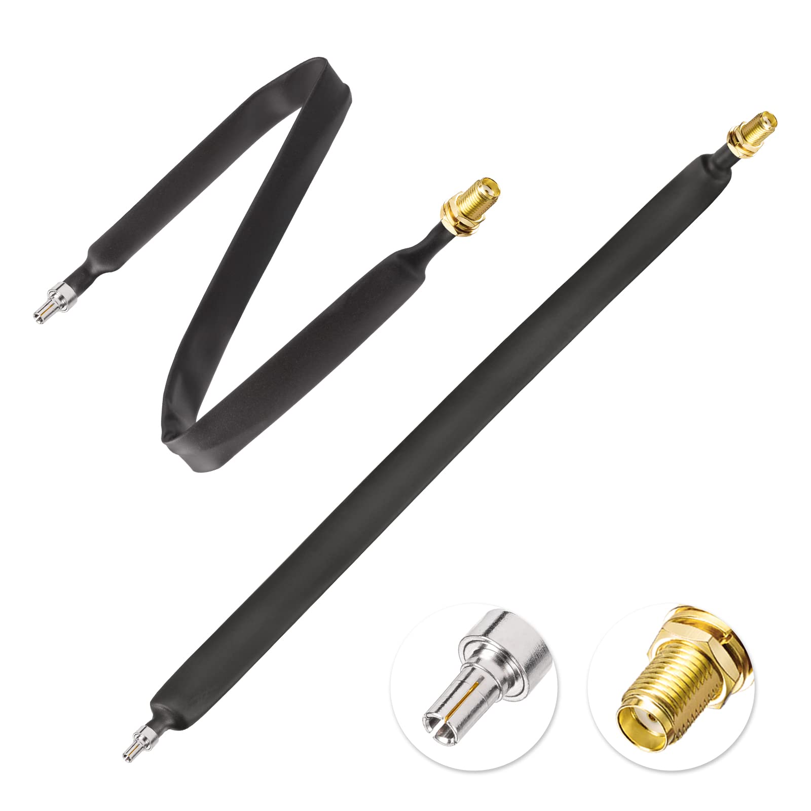 Eightwood Flat Cable SMA Female to CRC9 Male Extension Cable,30cm(2PCS) for 4G LTE Modem,Pocket Hotspot,Mobile Broadband Router, Hotspot MiFi Router