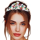 EVILD Colourful Pearl Tiaras and Crowns Flower Bridal Wedding Headband for Women