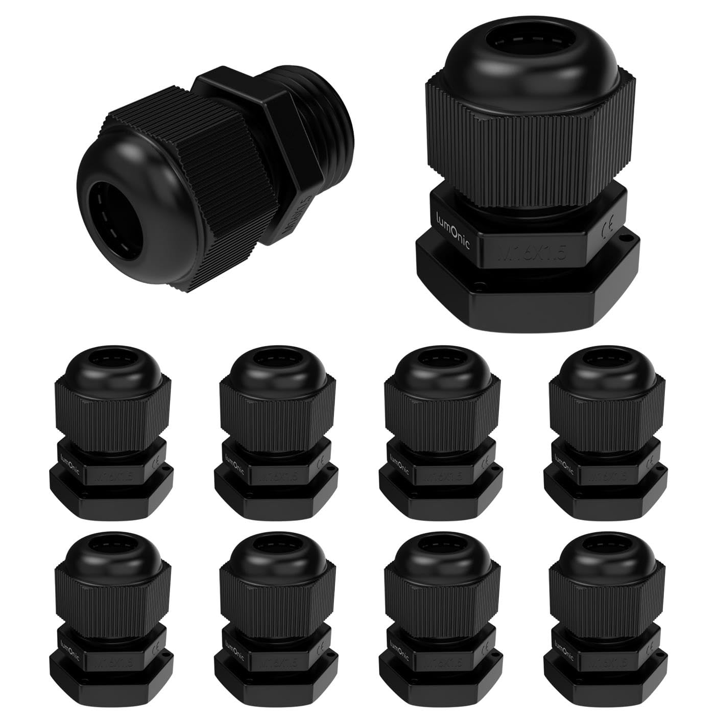 10x Cable Gland M16 Black IP67 Metric 5-9mm — image 1