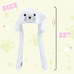 Bubblepompom Seal Hat with Ears Moving Jumping Pop