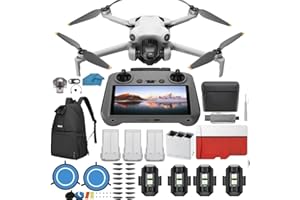 DJI Mini 4 Pro Folding Drone with RC 2 Remote (With Screen) Fly More Combo, 4K HDR Video Camera for Adults, Under 249g, Omnidirectional Sensing, 3 Batteries Bundle with 128 gb SD Card Strobe Lights and More