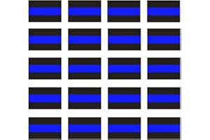 CREATRILL Reflective Blue Lives Matter License Plate Sticker - Pack of 20 Vinyl Decal - Cop Thin Blue Line Decals - Proudly Support Police/Law Enforcement Officers (1" x 1.5")