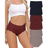 LEVAO Seamless Underwear for Women High Waisted Panties Wave Edge No-Show Bikini Full Coverage Briefs 6 Packs S-XXL