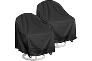 ZILOMI Outdoor Swivel Lounge Chair Cover 2 Pack, Fits Most Lawn Patio Chairs / Swivel Dining Chair (28'' Lx31'' Wx36'' H) ,480D Oxford Cloth Water Resistant,Black, JJZ-01