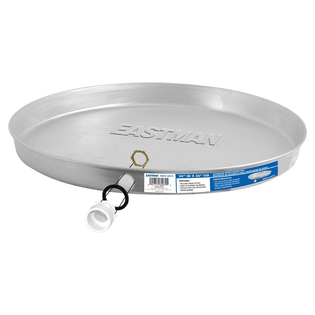 Eastman 60087 Water Heater Pan, 28" ID x 30" OD, Aluminum, Silver(bent)
