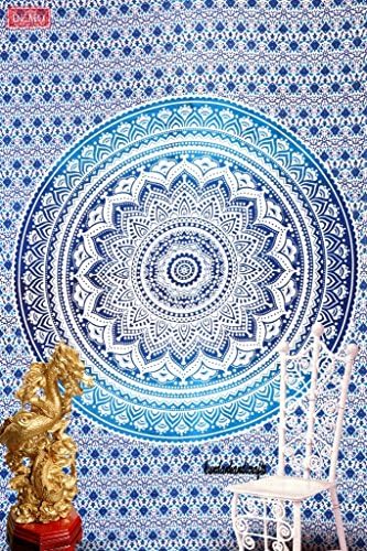 Colours of Rajasthan Mandala wall hanging hippie room tapestry bohemian style beach décor throw psychedelic indian art pure cotton hand printed Single Size