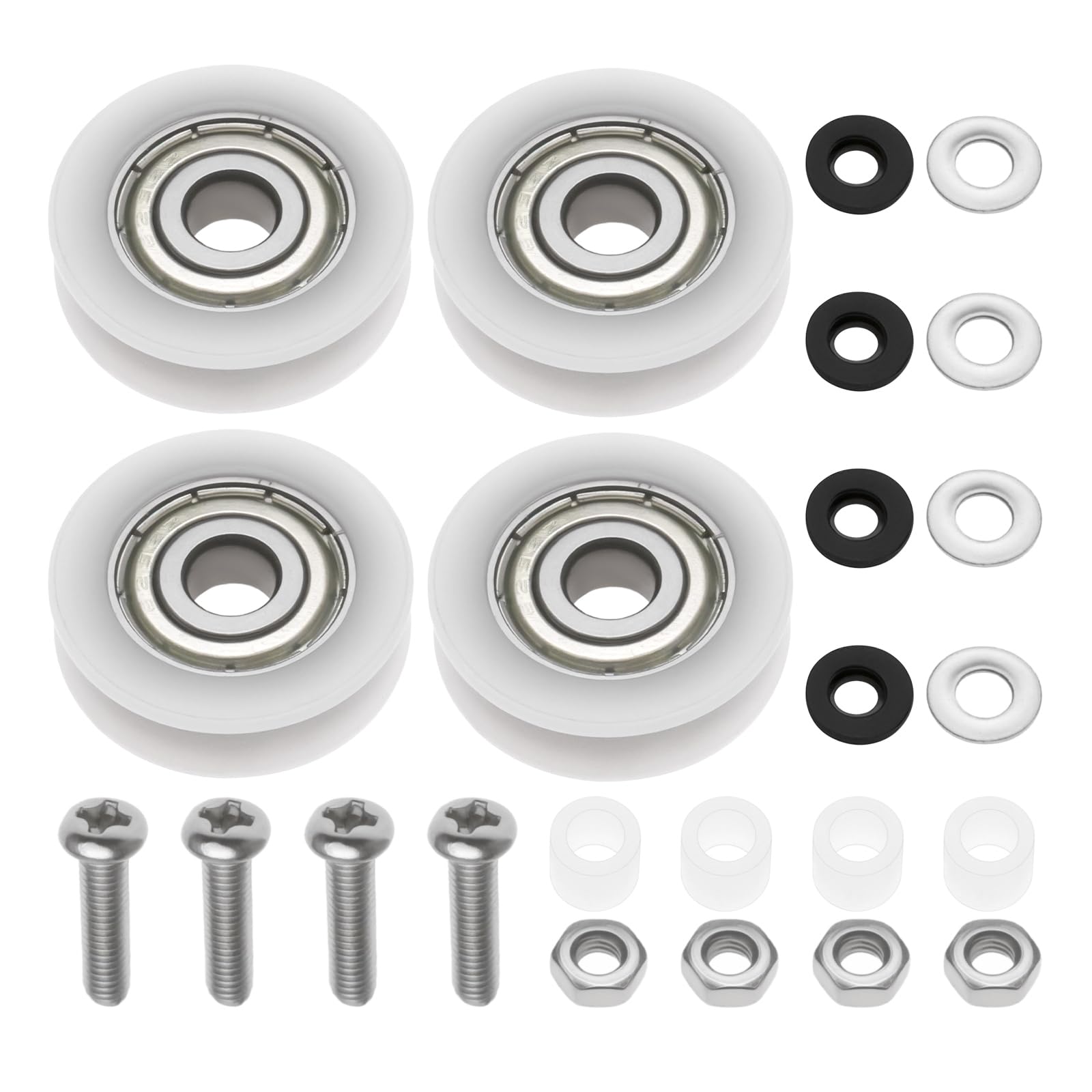 ECSiNG 4 Set Greenhouse Sliding Door Wheel 21MM Greenhouse Door Wheels Nylon Replacement Kit with Bolts and Nuts Shower Door Rollers Glass Roller Replacement