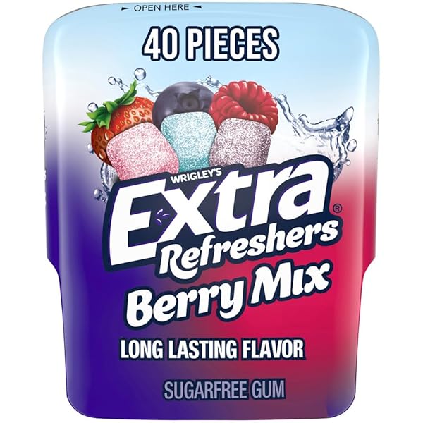 EXTRA REFRESHERS BERRY MIX GUM, 40-PIECE BOTTLE