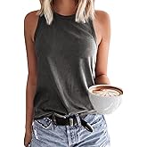 Langwyqu Women's Tank Tops Summer Basic Crewneck Sleeveless Casual Loose Fit Shirts Tees